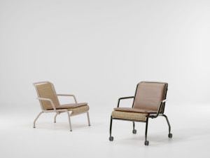 Кресло из ротанга и алюминия с подлокотниками