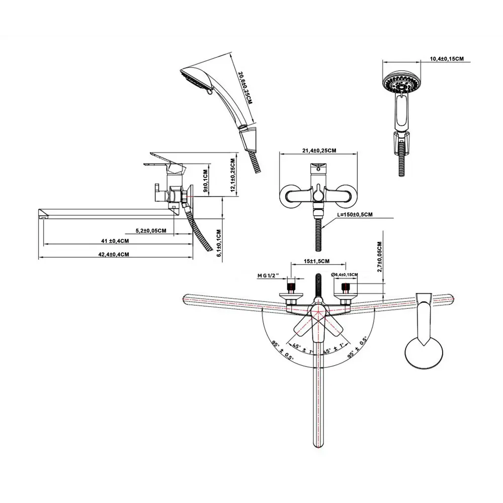 Смеситель для ванны KONSENSA Силла YA3537 однорычажный универсальный с лейкой и шлангом цвет хром STLM-2027580 - Вид №3