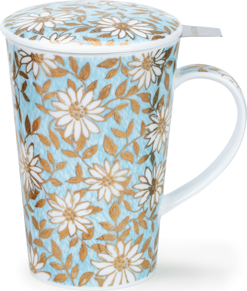 10643505 Dunoon Кружка с ситечком и крышкой Dunoon "Шетлэнд.Аква" 440мл Фарфор костяной 