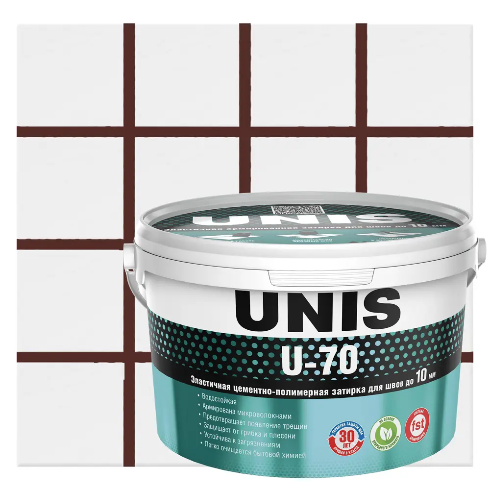 Затирка цементно-полимерная U-70 цвет коричневый 2 кг Unis STLM-2122885
