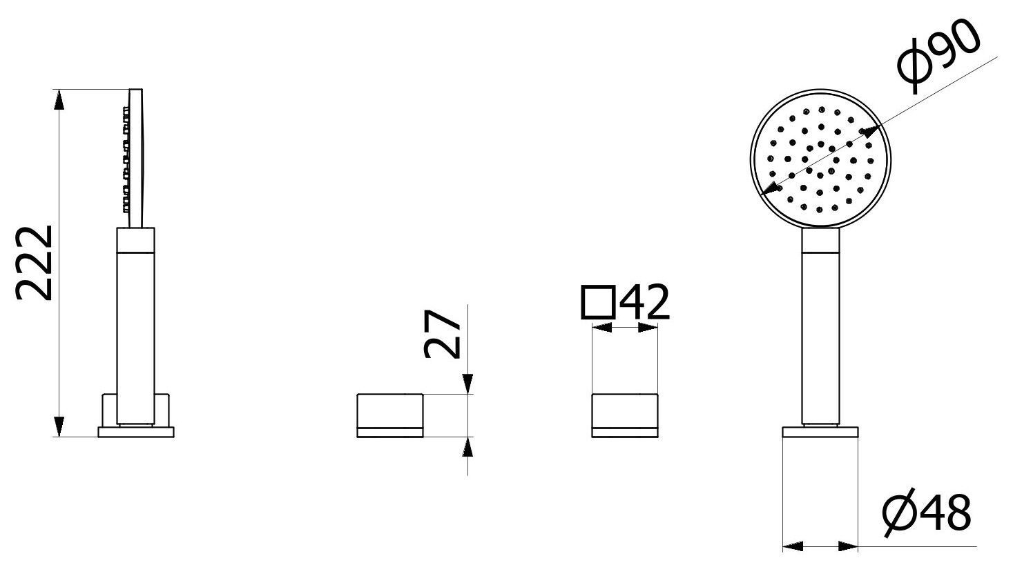 Встраиваемый смеситель для ванны с 3 отверстиями и ручным душем IB Elio ARCH-00084092 - Вид №24
