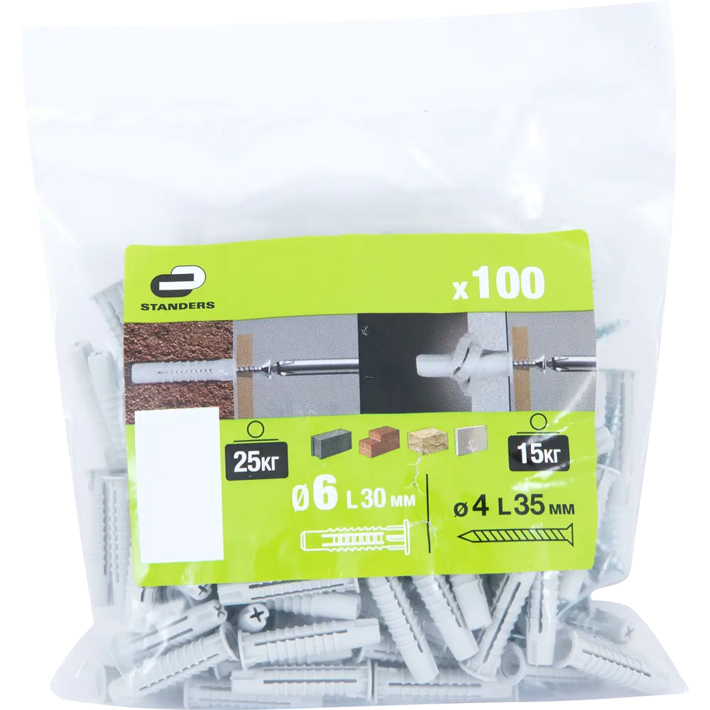 Дюбель-шуруп Standers 6x30 мм нейлон 100 шт STLM-2036466 - Вид №5