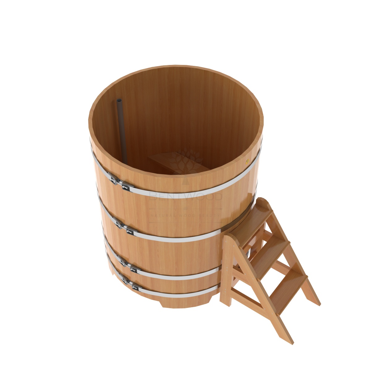 1200 Купель круглая из лиственницы d=1,17х1,4 натуральная премиум Alyarus  - Вид №1