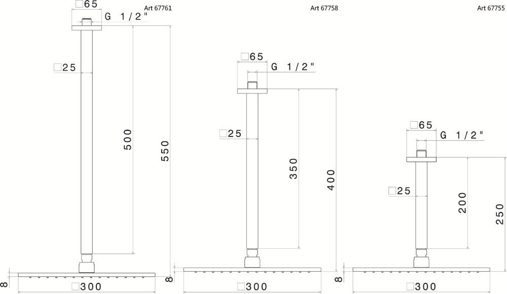 newform Потолочная лейка душа с кронштейном Head showers 67761 - Вид №1