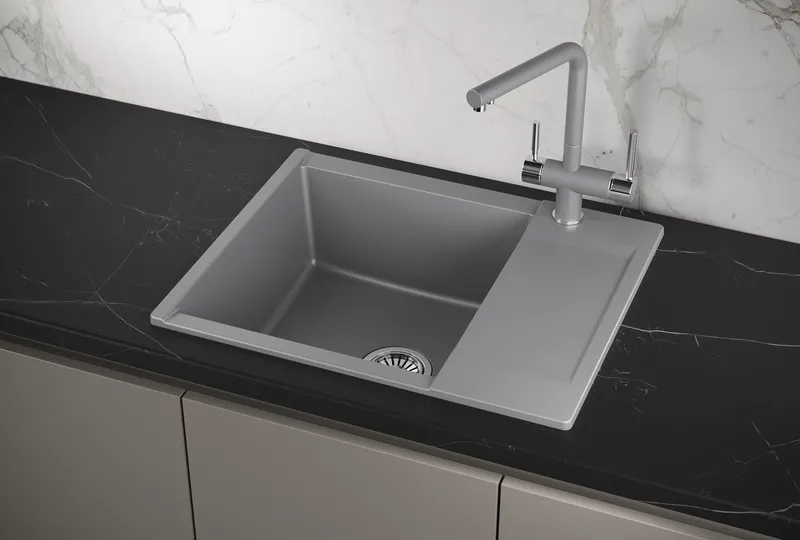 ES-6202, АЛЮМИНИУМ, кухонная мойка, кварц, ESTETICA GRANULA 6202-ST212 - Вид №1