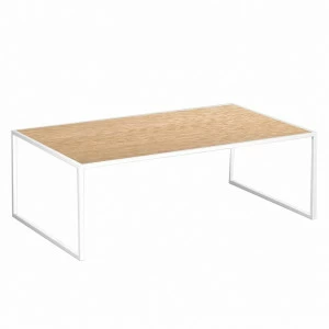 Журнальный столик прямоугольный светлый дуб с белыми ножками 100 см London lite white INTELLIGENT DESIGN  260865 Белый