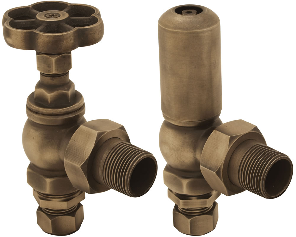 HAN017 Впускной ручной радиаторный клапан Daisy Wheel 15 мм (античная латунь) Сarronheating 