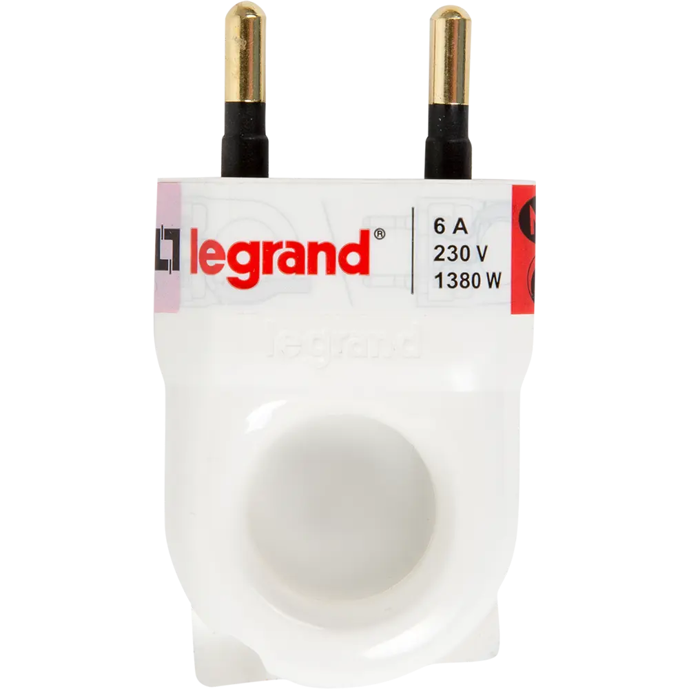 Вилка без заземления Legrand Элиум плоская 230 В цвет белый STLM-2030287 - Вид №1