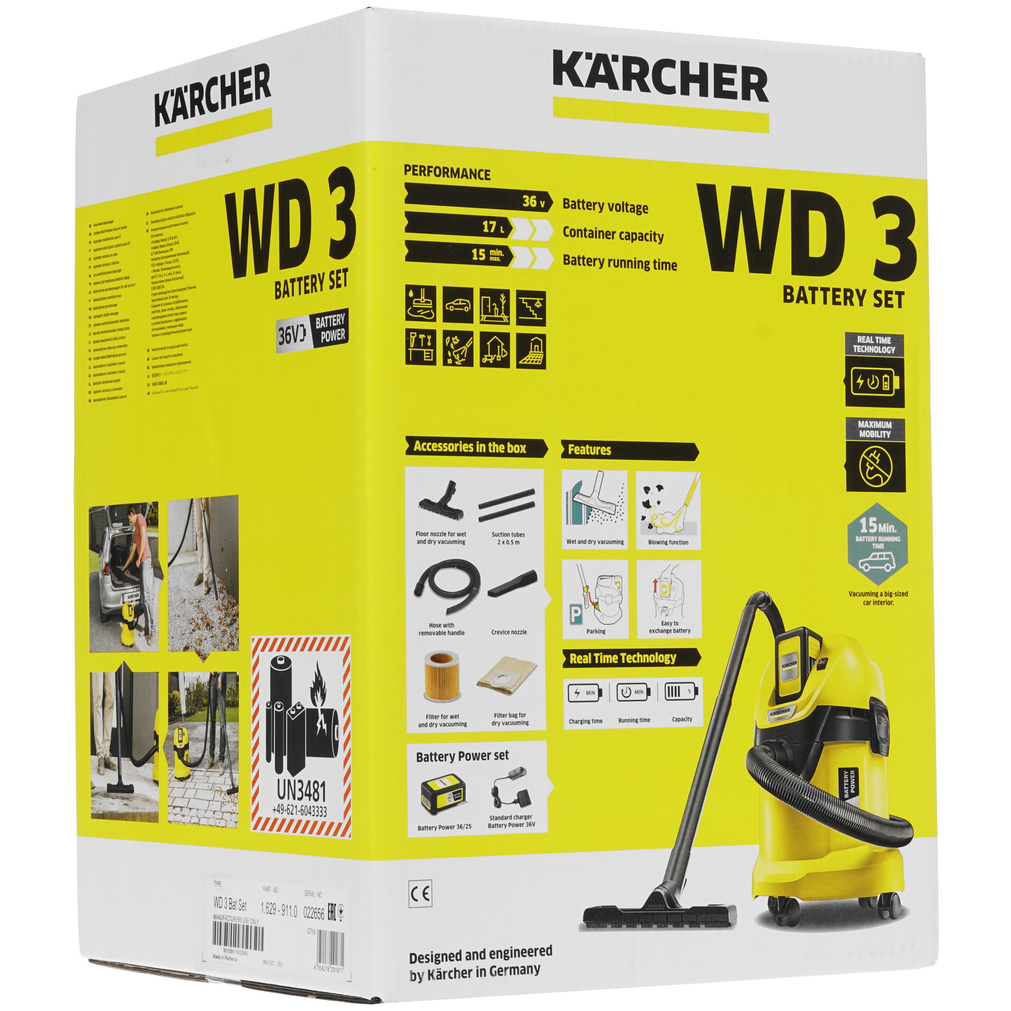 Хозяйственный пылесос аккумуляторный Karcher WD 3 Battery Set 8172024 STDN-0108018 - Вид №12