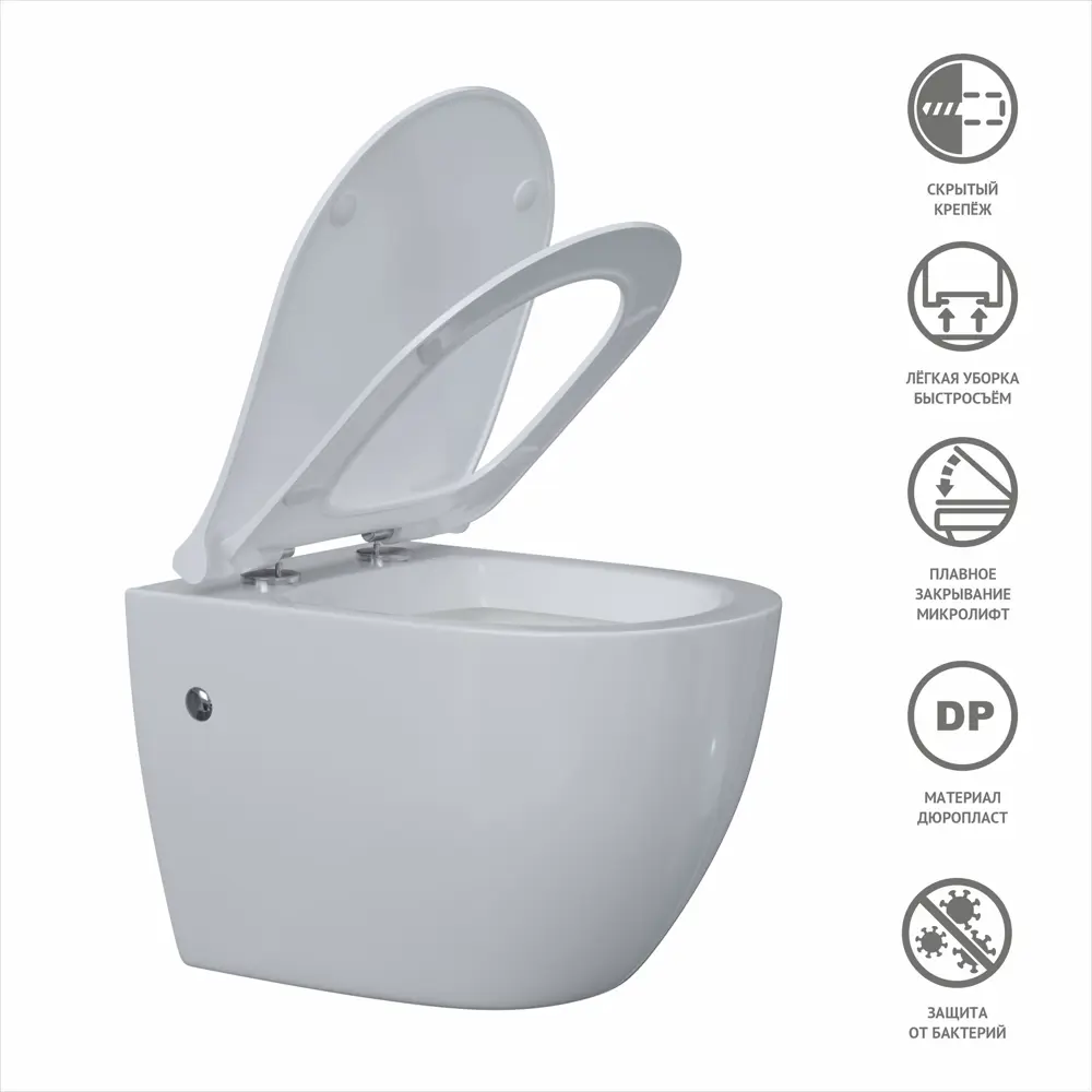 Комплект инсталляция с унитазом Berges Line Black с микролифтом клавиша цвет черный STLM-2194524 - Вид №4