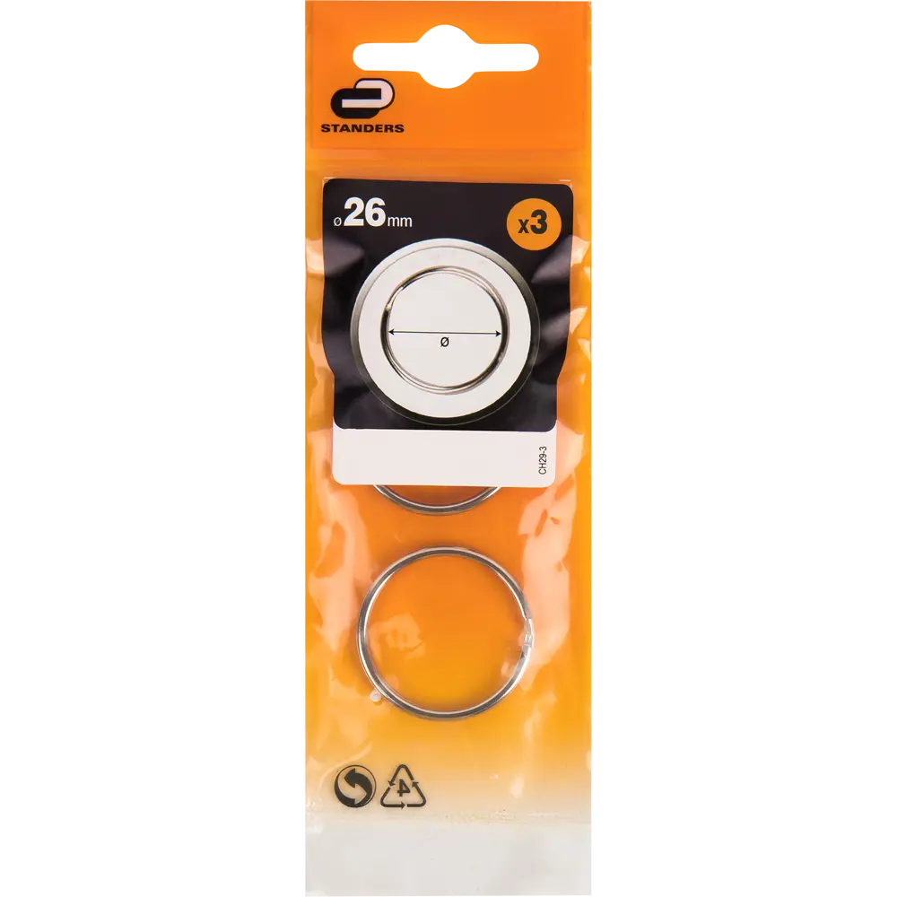 Кольцо для ключей Standers 26 мм, никель, 3 шт STLM-2180482 - Вид №1