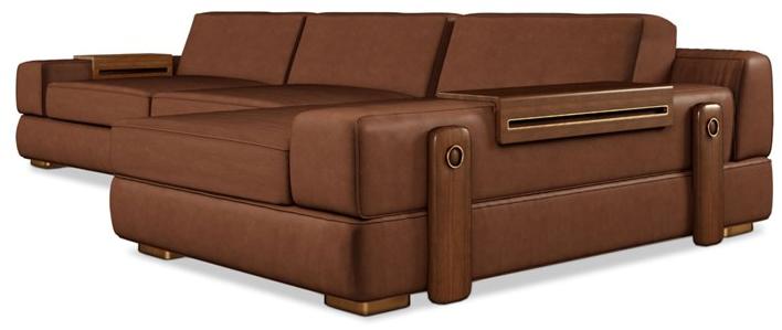 Porustudio 3-х местный кожаный диван с шезлонгом sun-id-1489217 - Вид №1