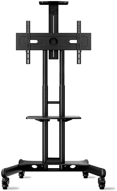 TS1551 BLACK Мобильная стойка на 1 тв/ 40-70" от 200х200 до 400х600 наклон 0º поворот 0º макс нагр 45,5кг высота 1200-1500мм, кабель-канал, регулировка полки по высоте, колесики с блокировкой, черная ONKRON Santreyd 