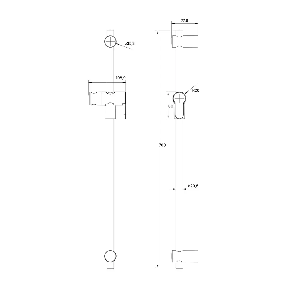 Душевая штанга Iddis Ray 70 см цвет черный STLM-2145632 - Вид №4