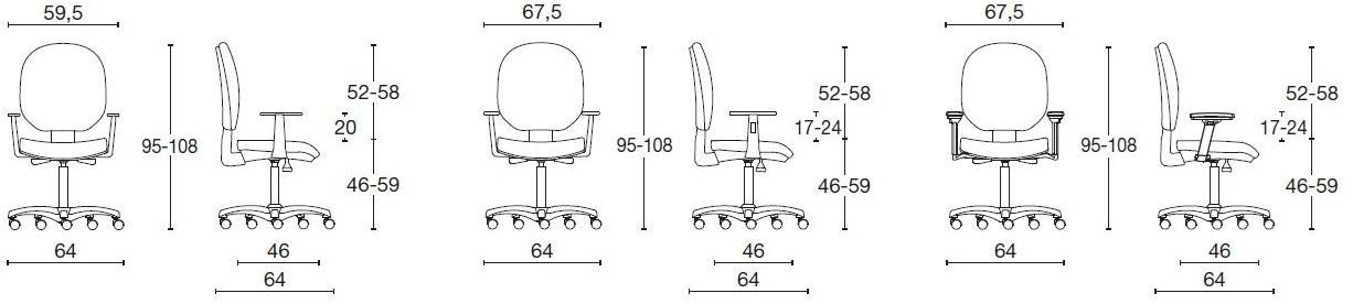 Diemme Офисный стул из ткани с 5 спицами и подлокотниками Bingo sun-id-1433952 - Вид №5