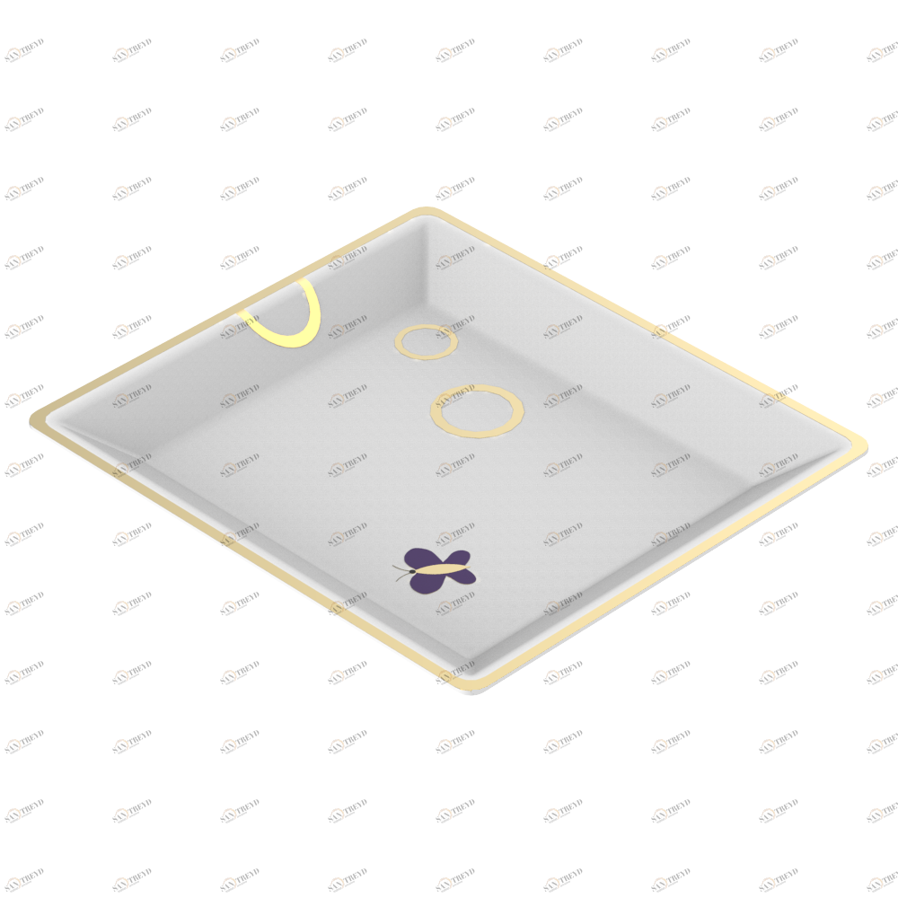 A7D-4613 Фарфоровое блюдце среднего размера Thg-paris Capucine фиолетовый с золотым декором Хром A7D-4613 CAT.A