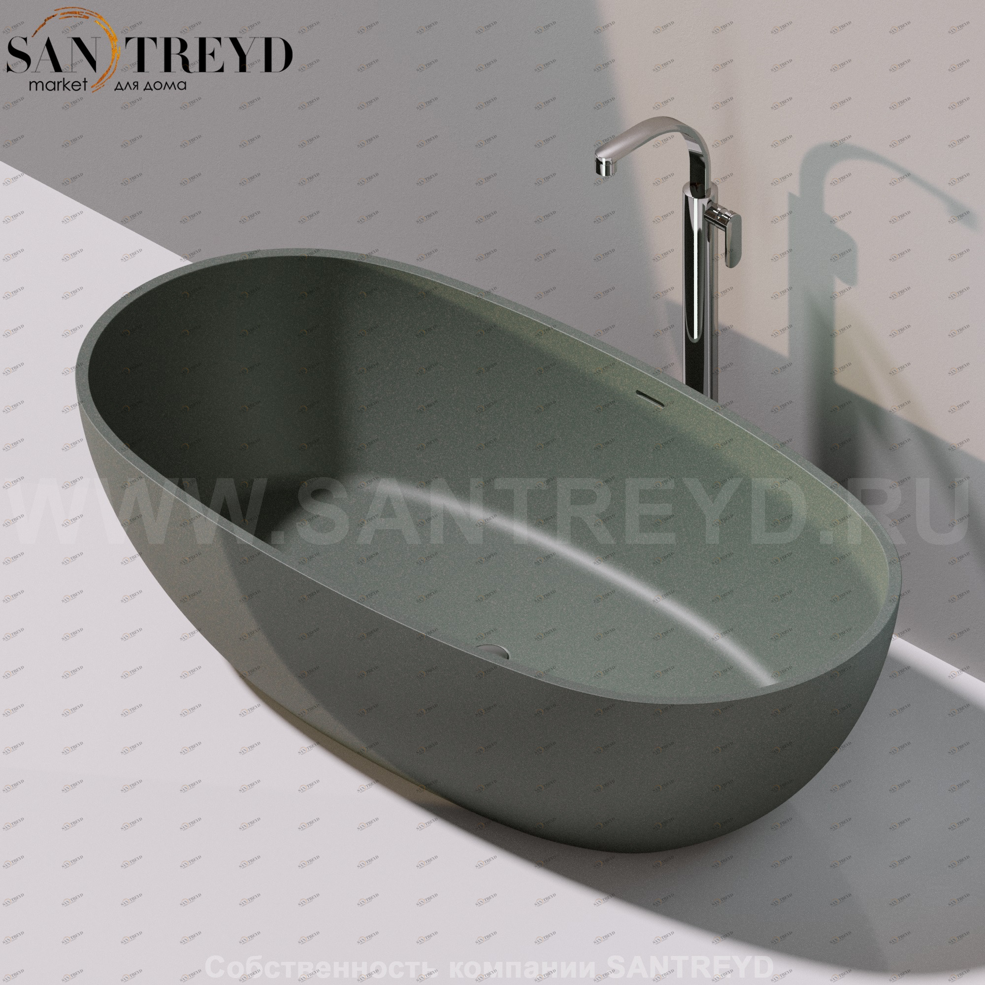 Flaminia APP Ванна свободностоящая 176 см серая AP176V.7037 Ceramica Flaminia AP176V7037