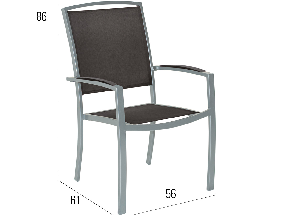 60.00.0350 Кресло Manhattan алюминий серебристый / черный / серый камень Mbm - Вид №2