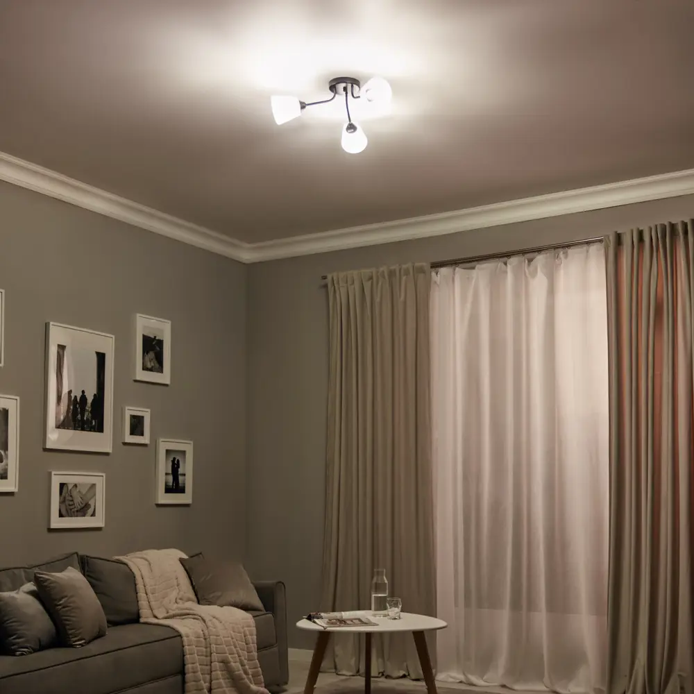 Люстра потолочная «Юкка» КС30097/3C, 3 ламп, 9 м², цвет чёрный/белый КЛЮЧНИК STLM-2069951 - Вид №10