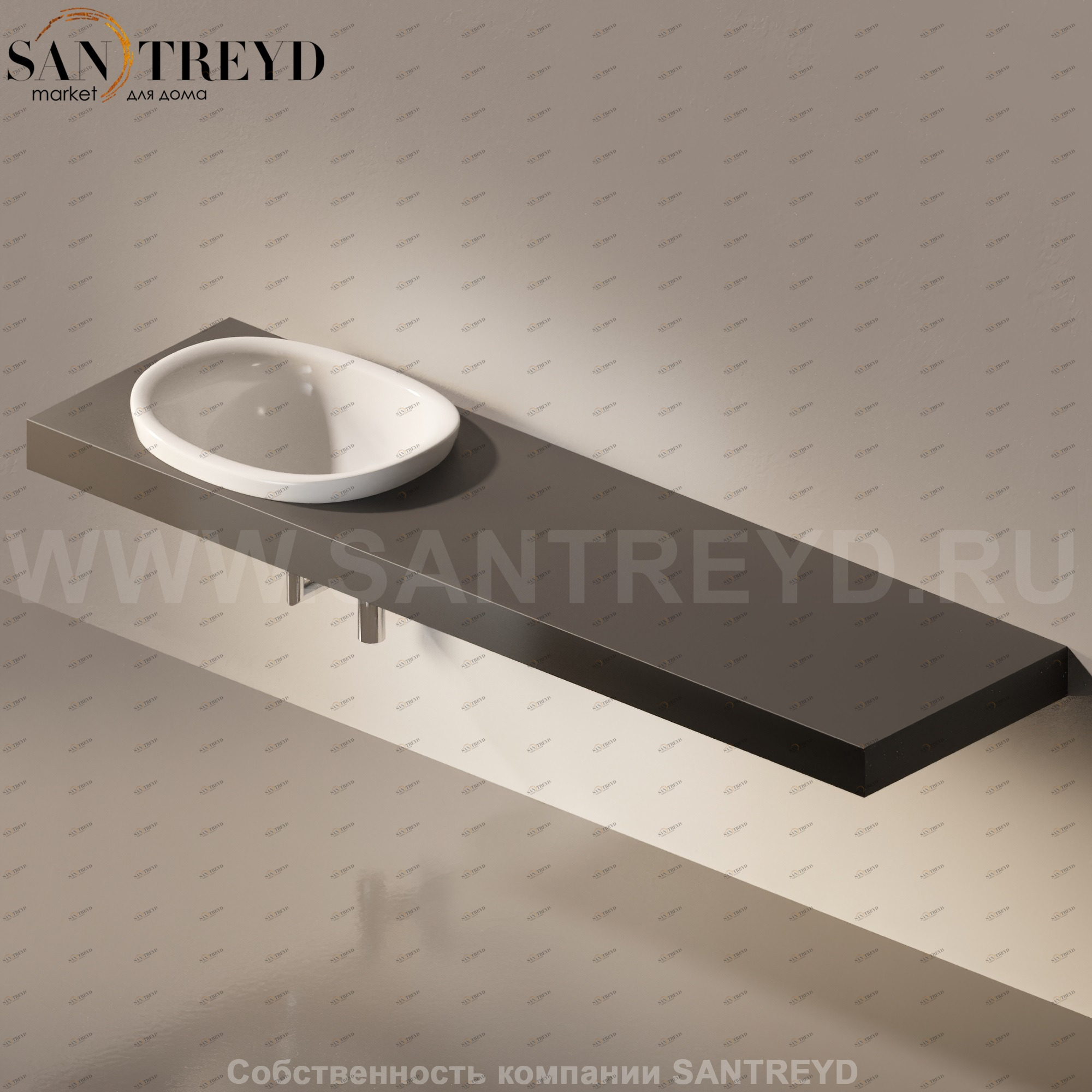 Flaminia IO e SI Столешница с отверстием под раковину от 80 до 250 см черная IO60M4.7006 Ceramica Flaminia IO60M47006