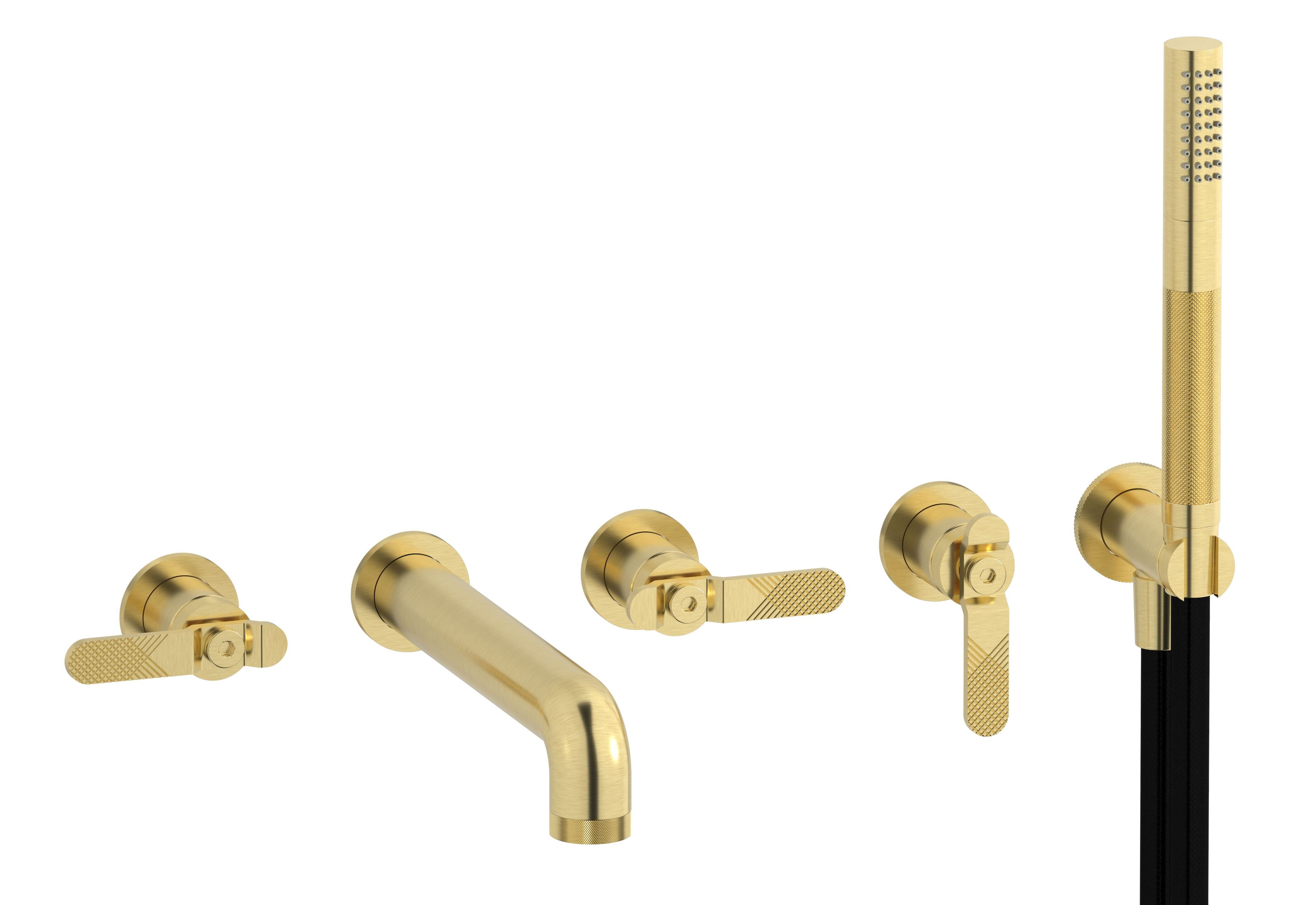 Настенный смеситель для ванны с 5 отверстиями и ручным душем IB Bold ARCH-00142517 - Вид №6