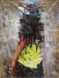 Картина на холсте 120х90 см "Брюнетка в шляпе" EVENHOME КАРТИНЫ МАСЛОМ 129989 Желтый;коричневый;разноцветный