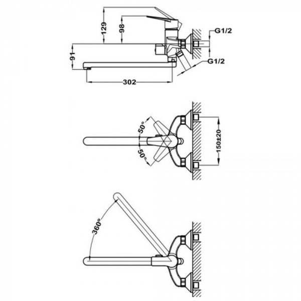 988410 Смеситель для ванны Teka Sineu 831211250  - Вид №1