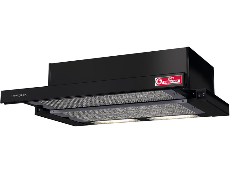 1611844 Вытяжка телескопическая KRONA KAMILLA 600 2DN черный/черный STDN-0014712 - Вид №1