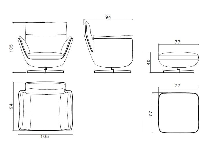 Тканевое кресло для ног с подлокотниками Twils Biggie ARCH-00130118 - Вид №9