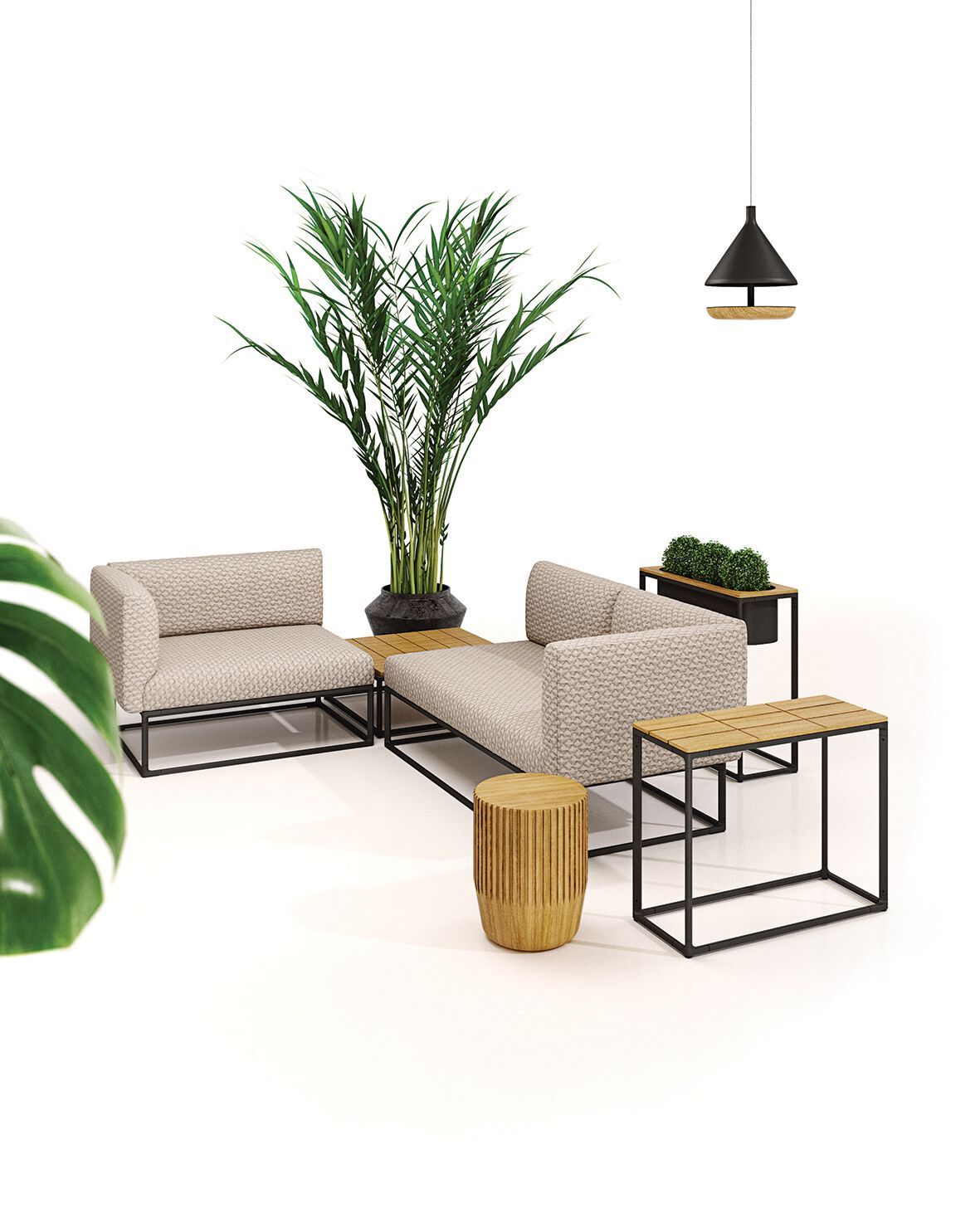 Алюминиевый и деревянный низкий прямоугольный садовый столик Gloster Maya ARCH-00010784