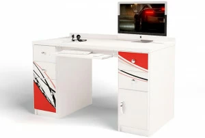 Стол ABC-KING 2 тумбовый с бортиком La-Man красный