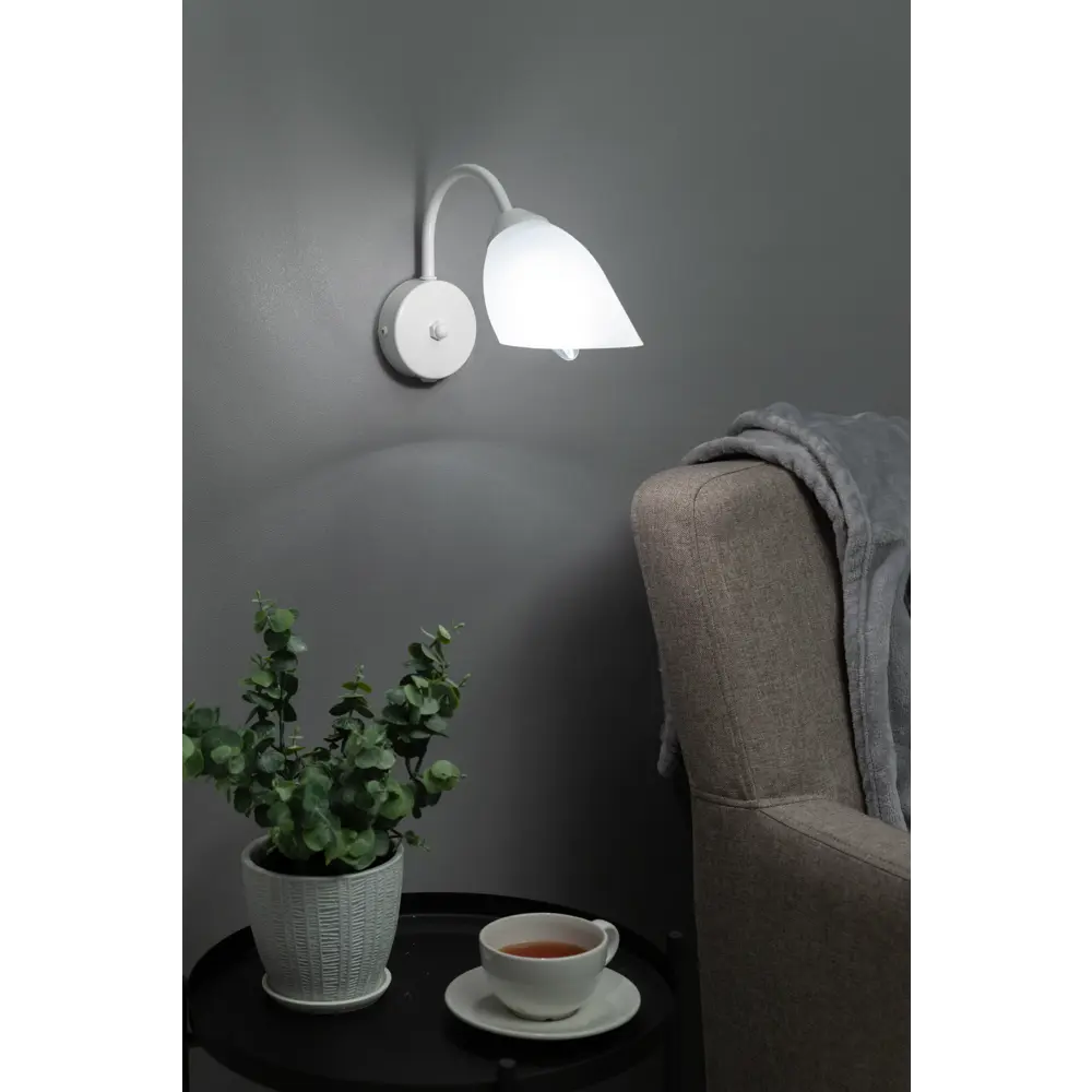 Настенный светильник бра Vitaluce Кэтти 1 лампа 3м² Е14 цвет белый глянцевая STLM-2149138 - Вид №9