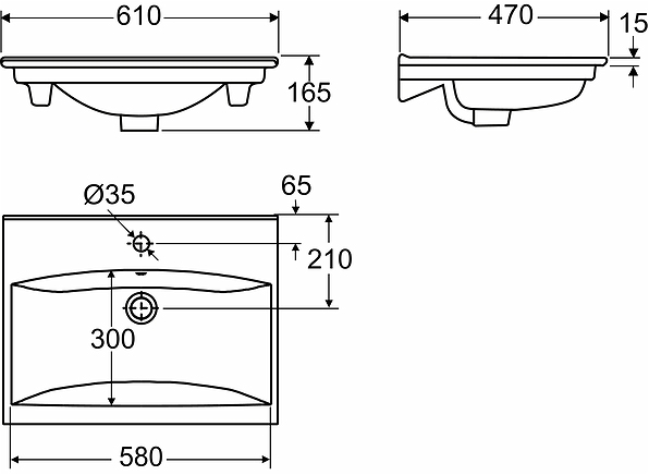 15402 Накладная раковина на столешницу  прямоугольная IFO  - Вид №1