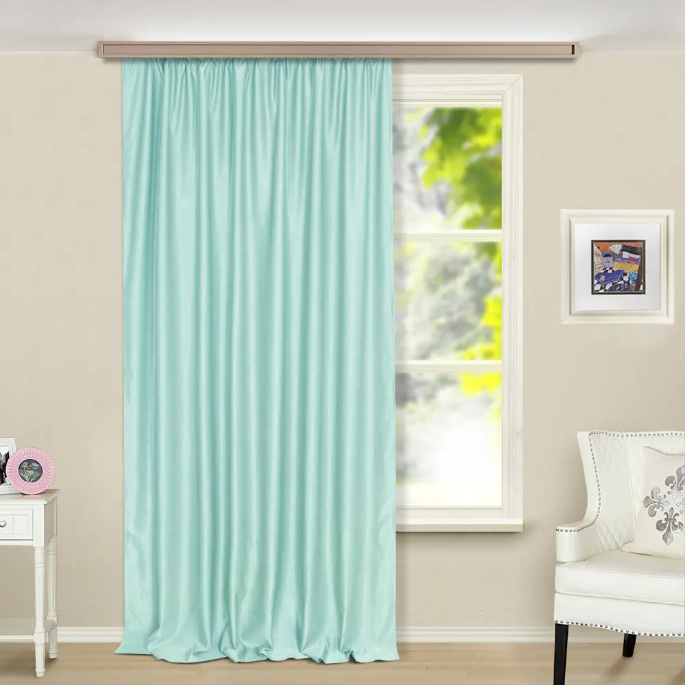 Штора на ленте «Лазурь» 160x260 см однотон цвет бирюзовый ТОРГОВЫЙ ДОМ ТЕКСТИЛЬ STLM-2092601