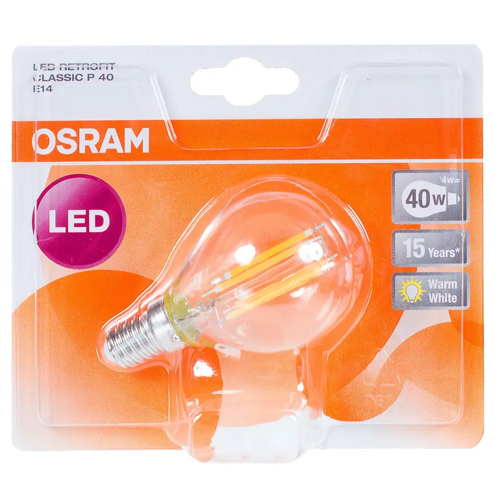 Лампа светодиодная Osram шар E14 4 Вт 470 Лм свет тёплый белый 18610018 STLM-2170326  - Вид №1