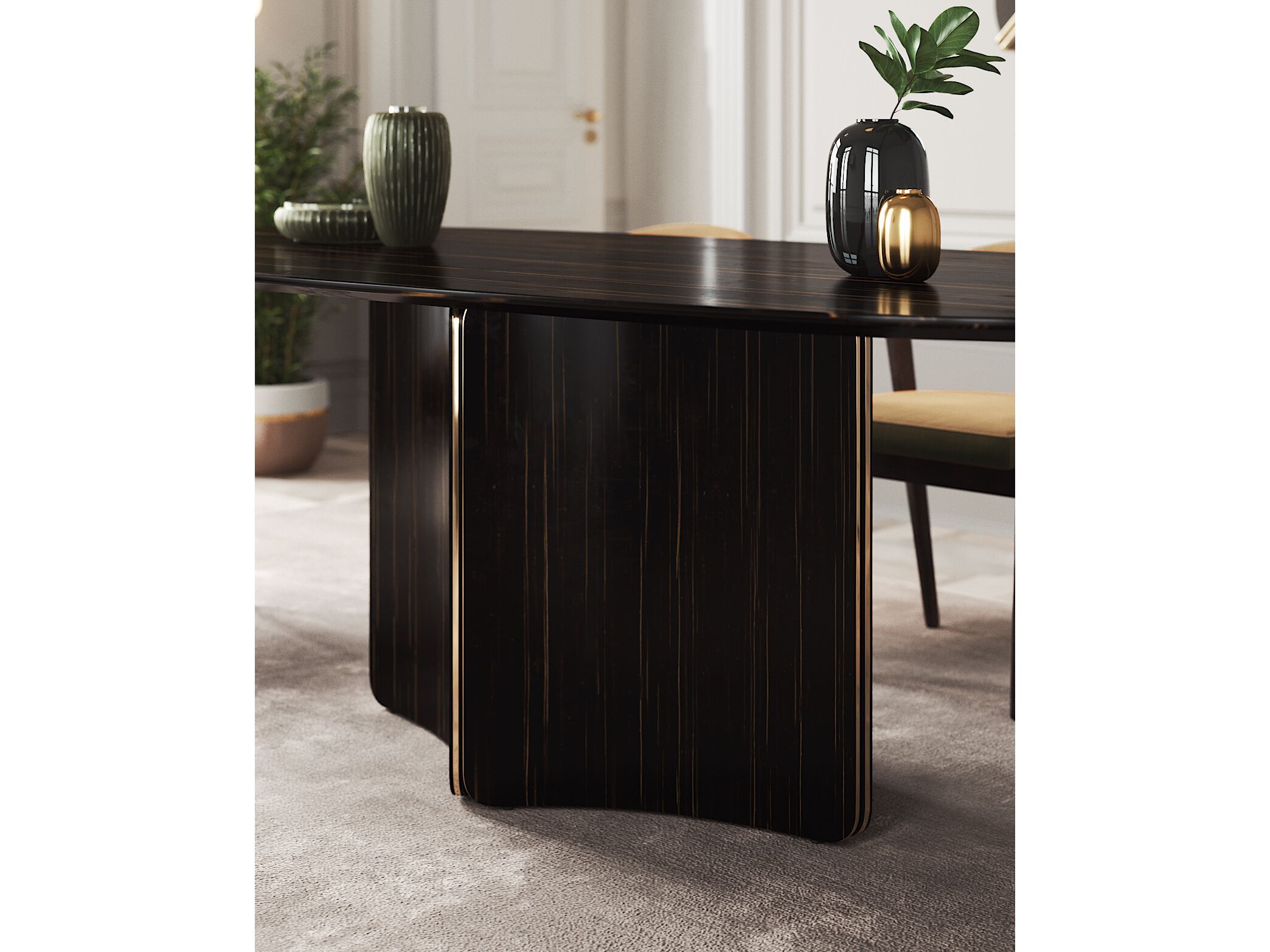 Овальный обеденный стол из черного дерева PRADDY Natur ARCH-00056548 - Вид №1