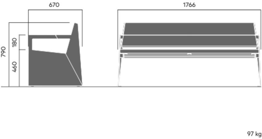 VESTRE Скамейка из стали и дерева с подлокотниками Bloc sun-id-1488211 - Вид №7