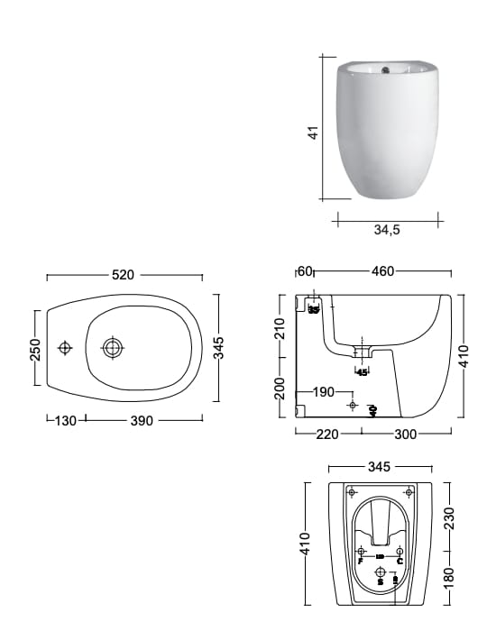 Напольное керамическое биде Nic Milk ARCH-00104727 - Вид №4