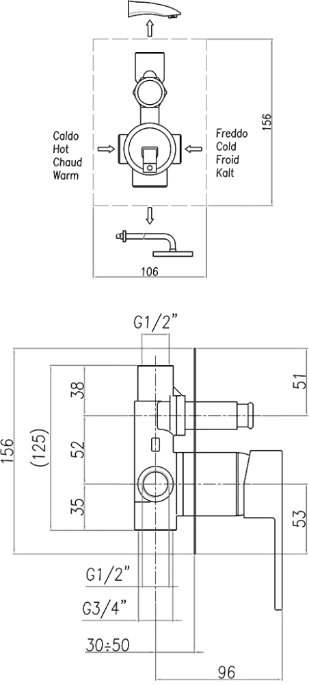 PE860101560 Смеситель для душа , черный Webert Pegaso - Вид №2