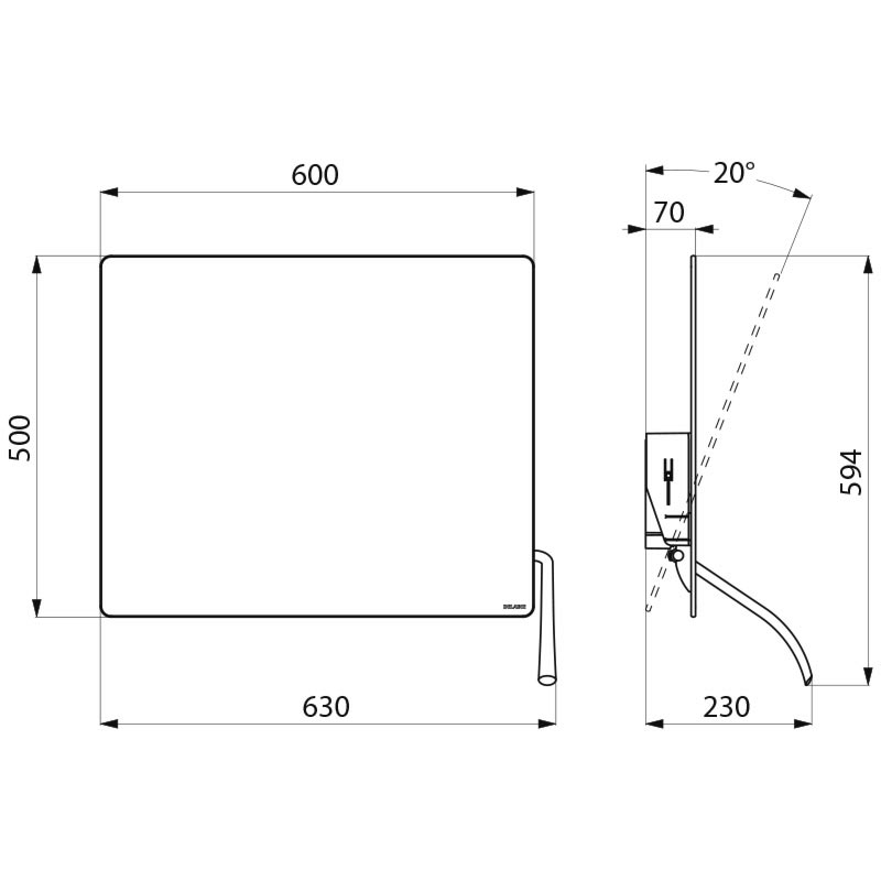 510201N Наклонное зеркало с эргономичным рычагом DELABIE  - Вид №1