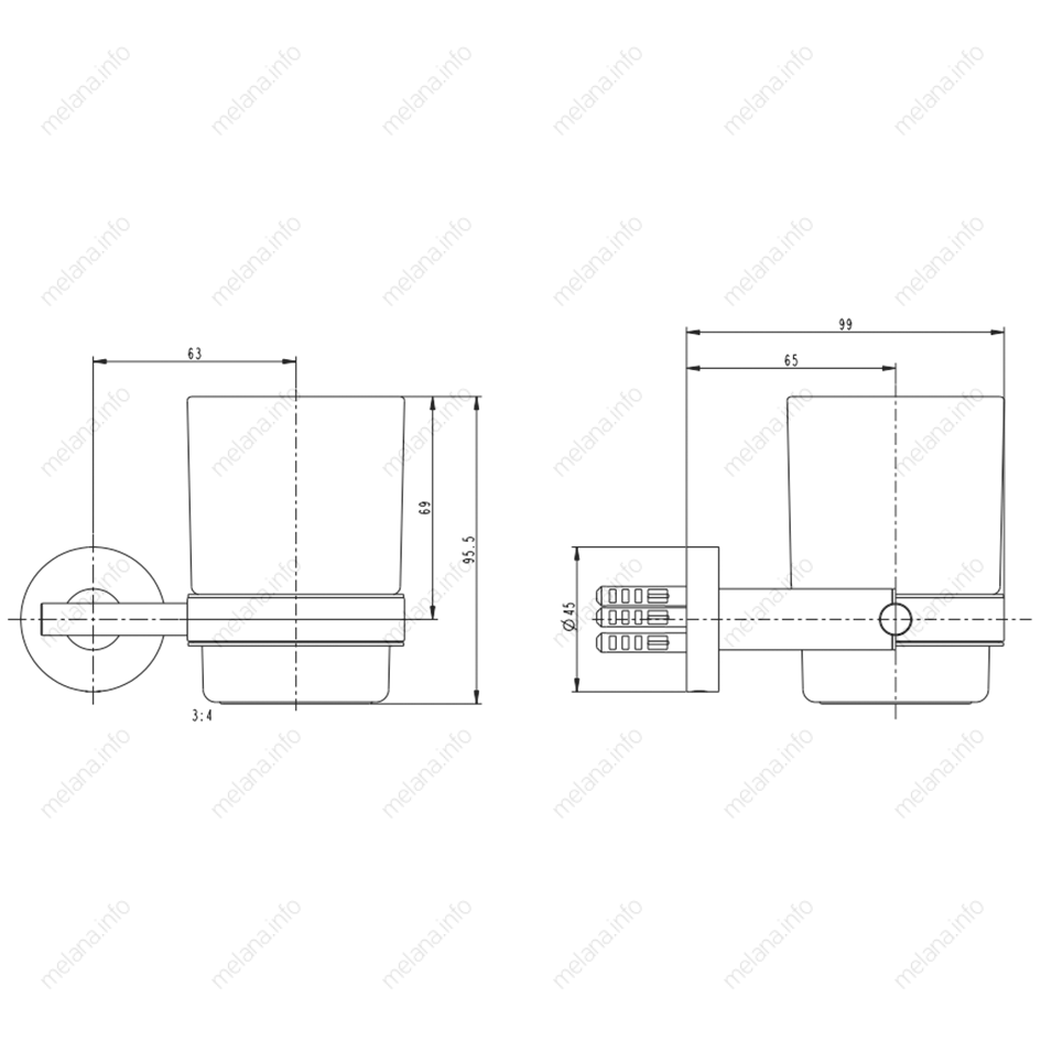 Стакан подвесной MELANA сатин хром MLN-861010 861 серия - Вид №1