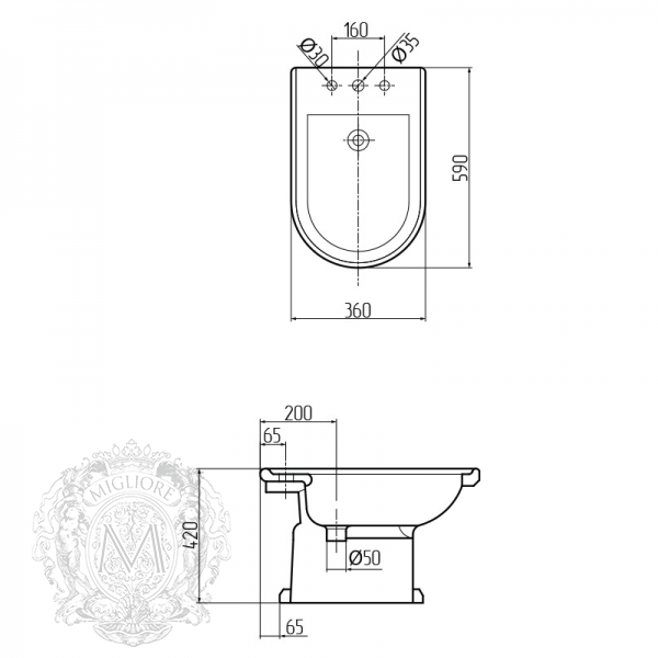 ML.FLV-25.432.BI Биде напольное  Migliore  - Вид №1