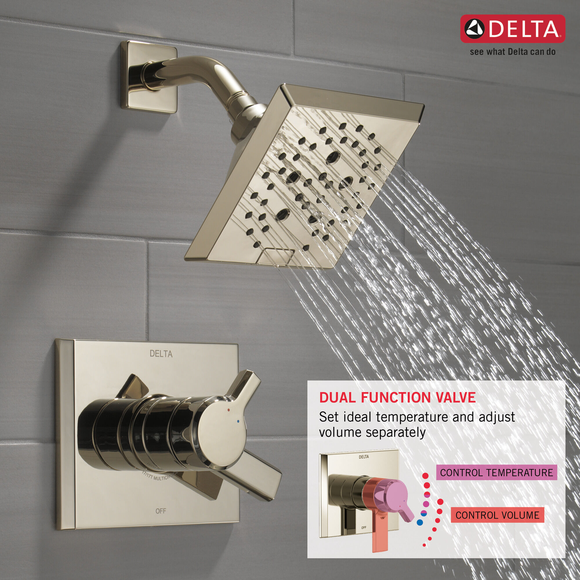 T17299-PN Накладка для душа Monitor® 17 серии H2Okinetic® Delta Faucet Pivotal Полированный никель  - Вид №1