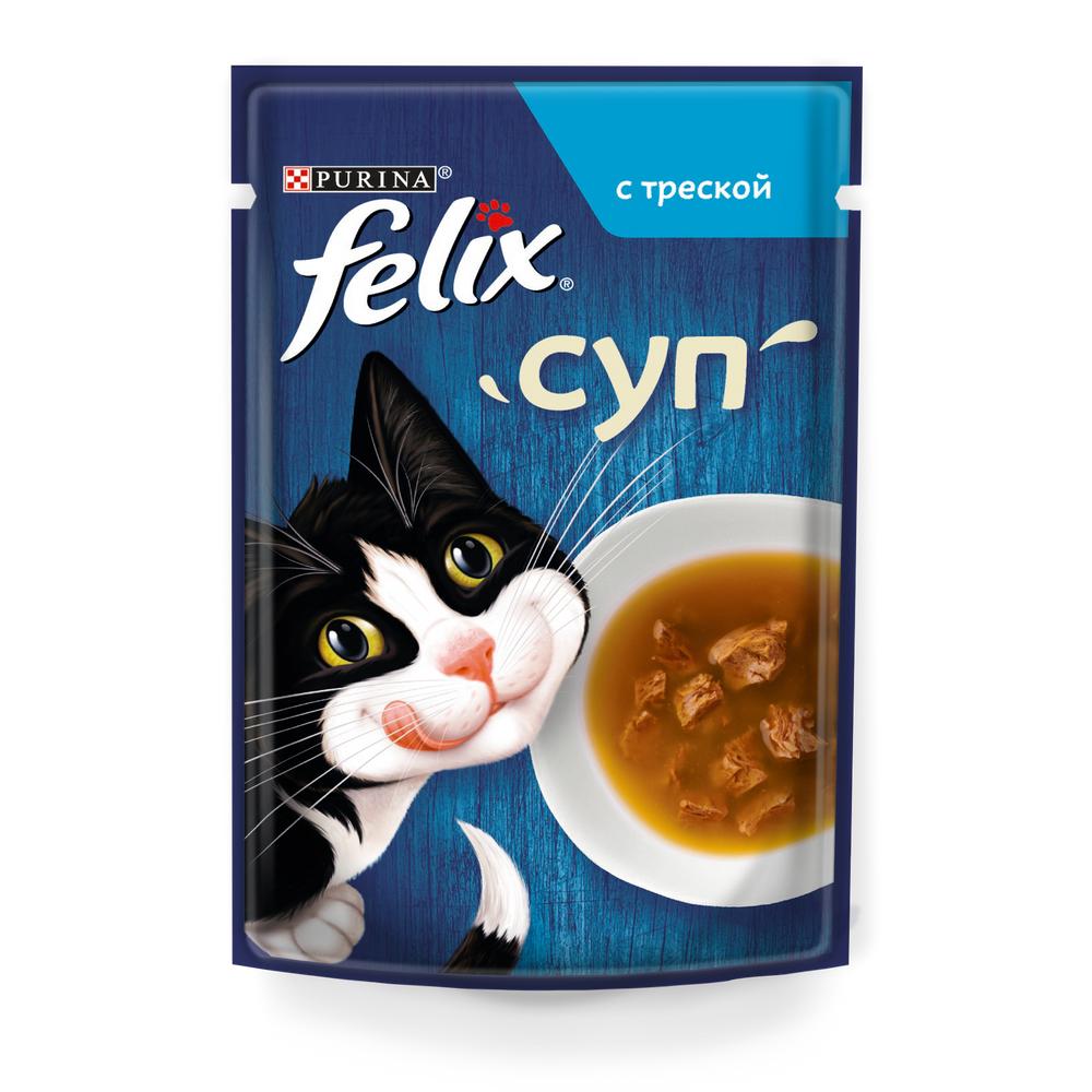 ПР0048795 Корм для кошек Суп с треской, пауч 48г FELIX 