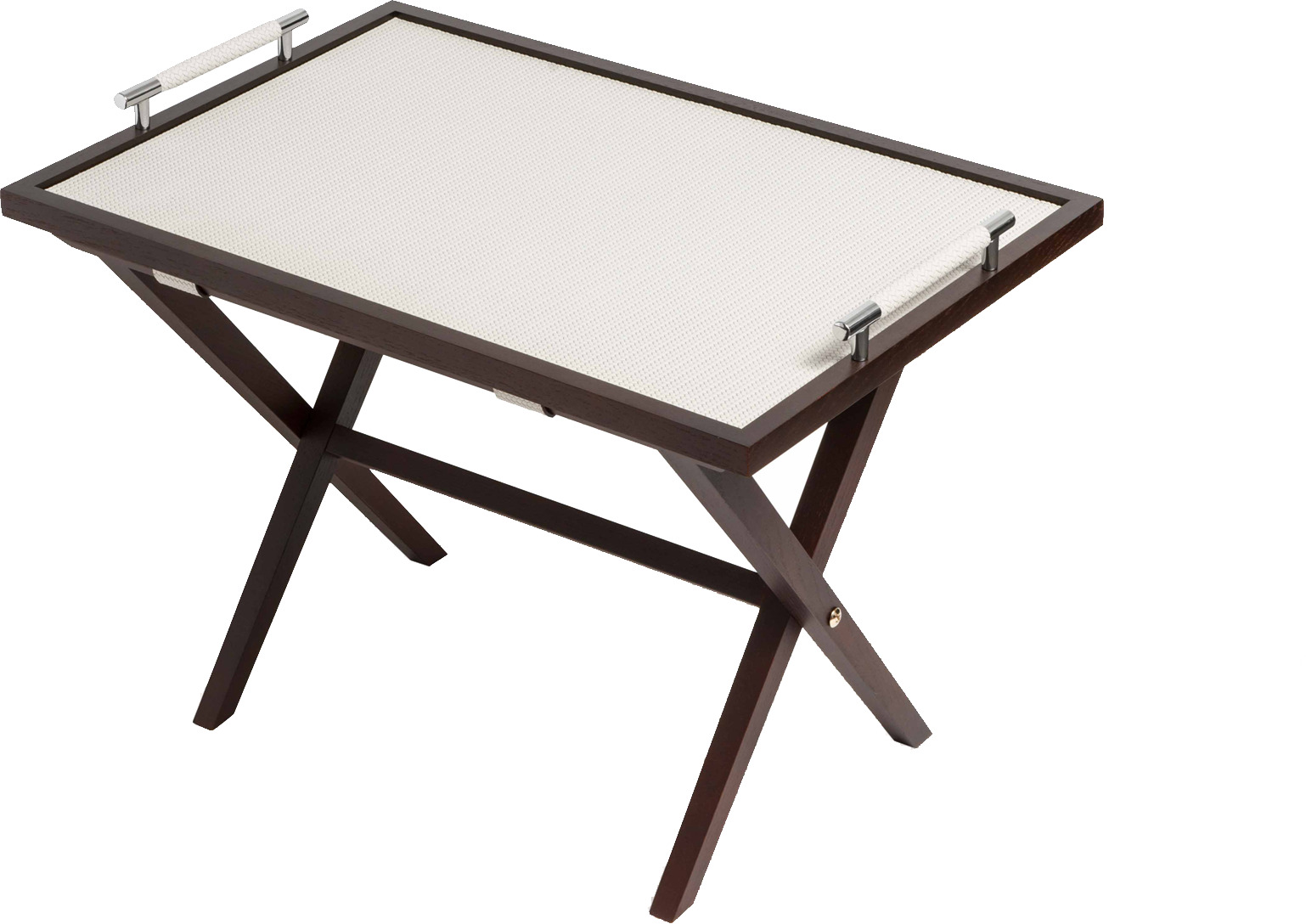 Стол складной Dedalo - 65X45XH44 см / ТЕМНО-КОРИЧНЕВЫЙ / плетеная кожа_верблюжьего цвета