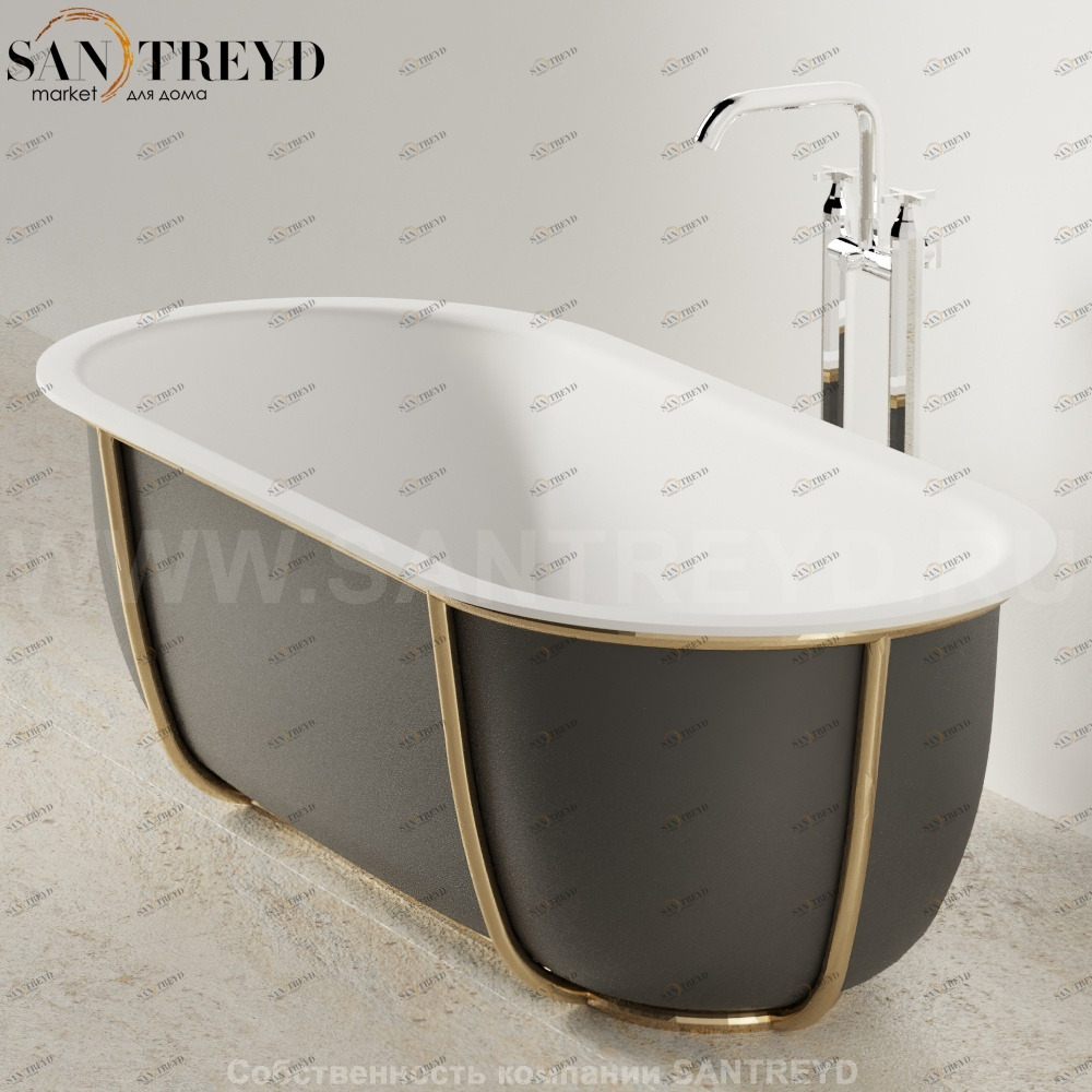 Ванна свободностоящая CUNA на бронзовом металлическом каркасе черная Agape AVAS1079GBR