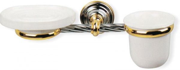 G14(35) Stil Haus Giunone, настенные керамические мыльница + стакан, цвет хром Santreyd 