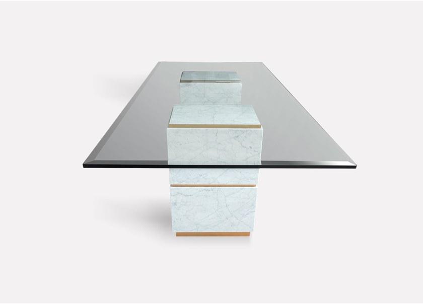 MORADA Прямоугольный обеденный стол из стекла и каррарского мрамора  Atlas dt  - Вид №2