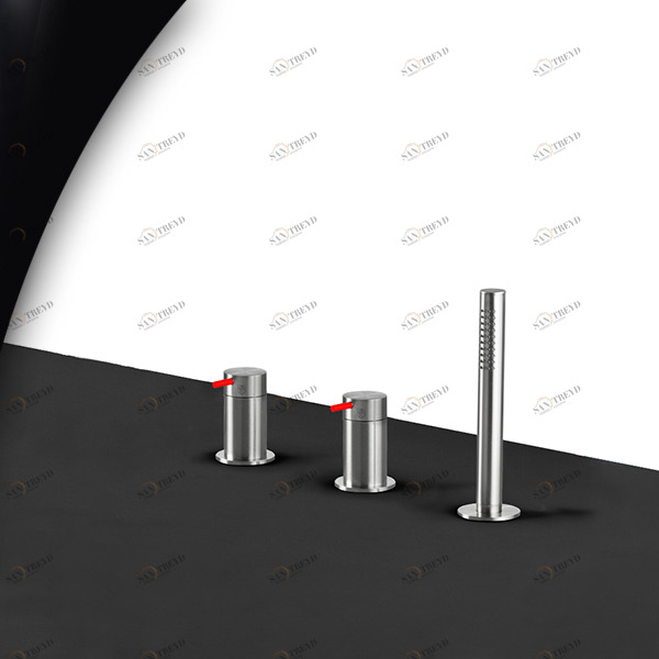 Смеситель для ванны матовая сталь с красной ручкой Toki Radomonte TKI14SCIL25