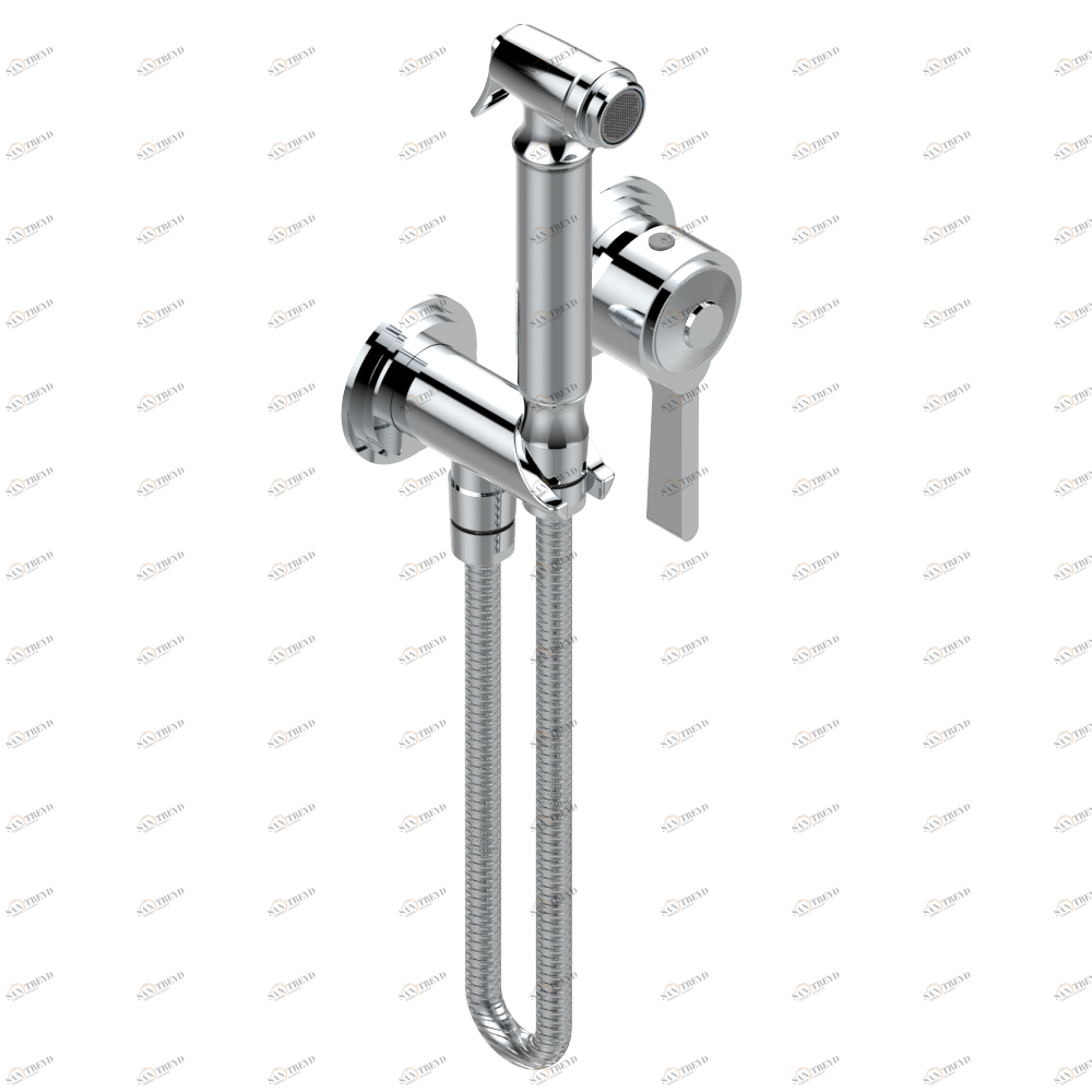 G2T-5840/MBG Комплект для душа, включающий смеситель, армированный шланг 1 м 25 см, ручной душ с курковым распылителем, выход из стены и предохранительный запорный клапан Thg-paris Faubourg metal Хром G2T 5840/MBG A02 CAT.A